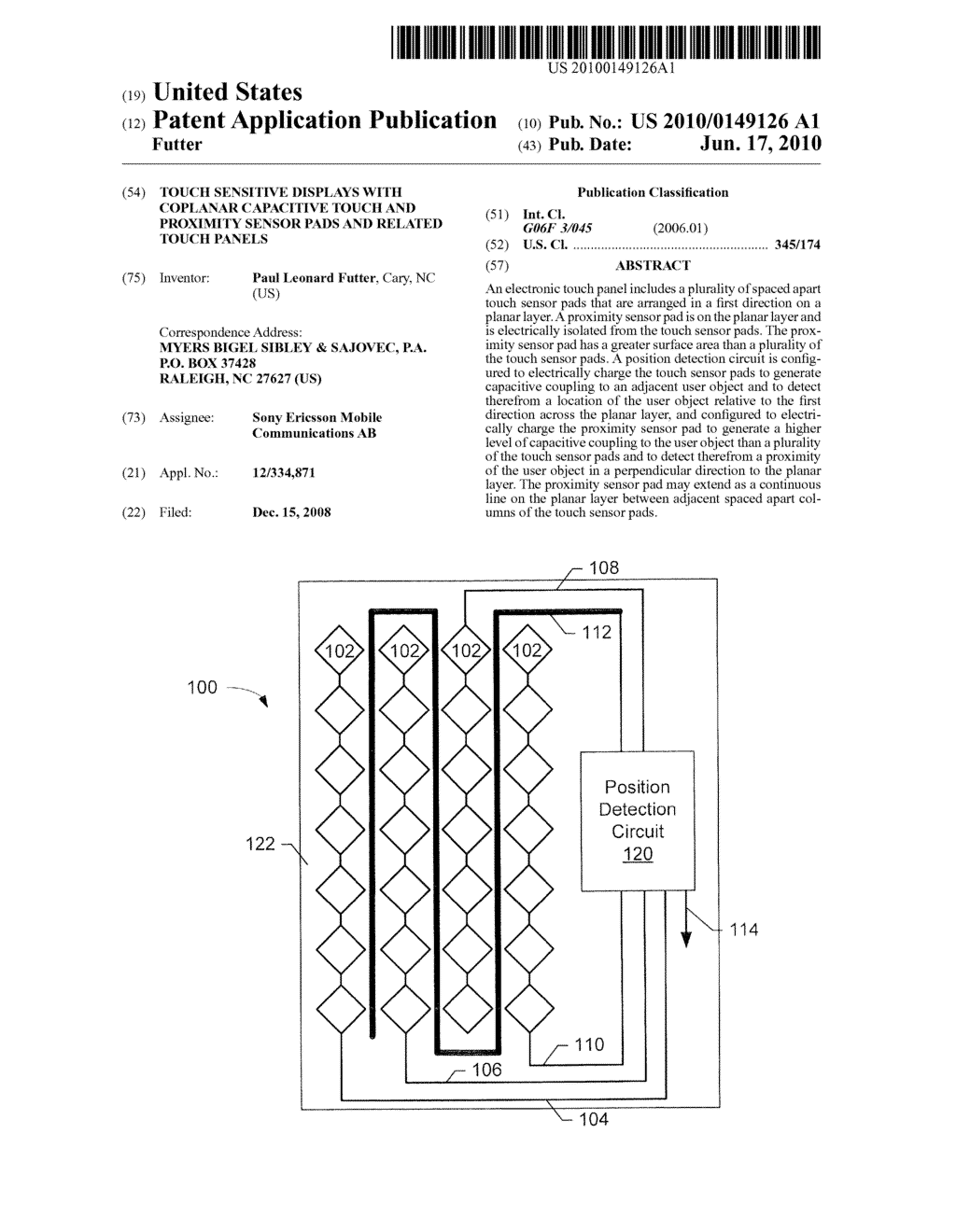 TOUCH SENSITIVE DISPLAYS WITH COPLANAR CAPACITIVE TOUCH AND PROXIMITY SENSOR PADS AND RELATED TOUCH PANELS - diagram, schematic, and image 01