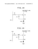 Emissive type display device, semiconductor device, electronic device, and power supply line driving method diagram and image