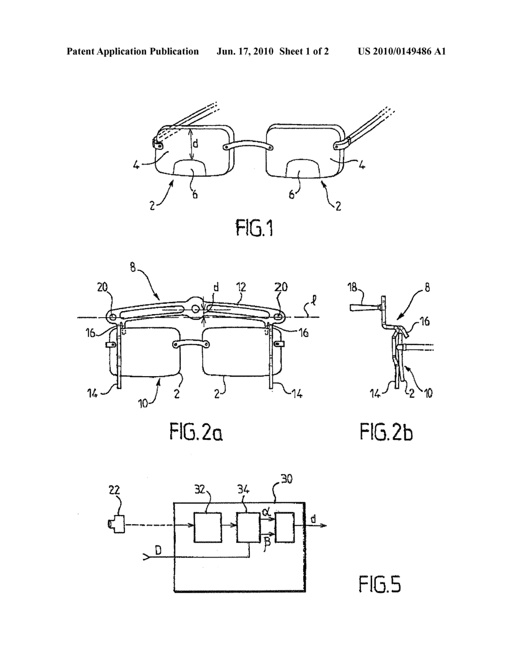 DEVICE FOR MEASURING THE ANGLE BETWEEN FAR SIGHT AND NEAR SIGHT ON A PATIENT WEARING SPECTACLES - diagram, schematic, and image 02