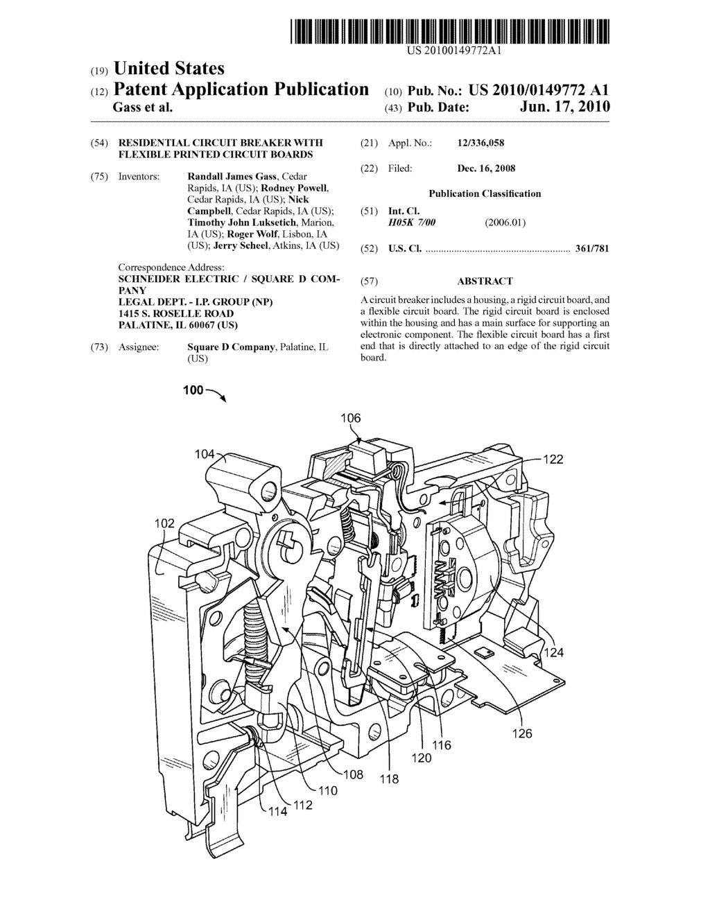 Residential Circuit Breaker With Flexible Printed Circuit Boards - diagram, schematic, and image 01