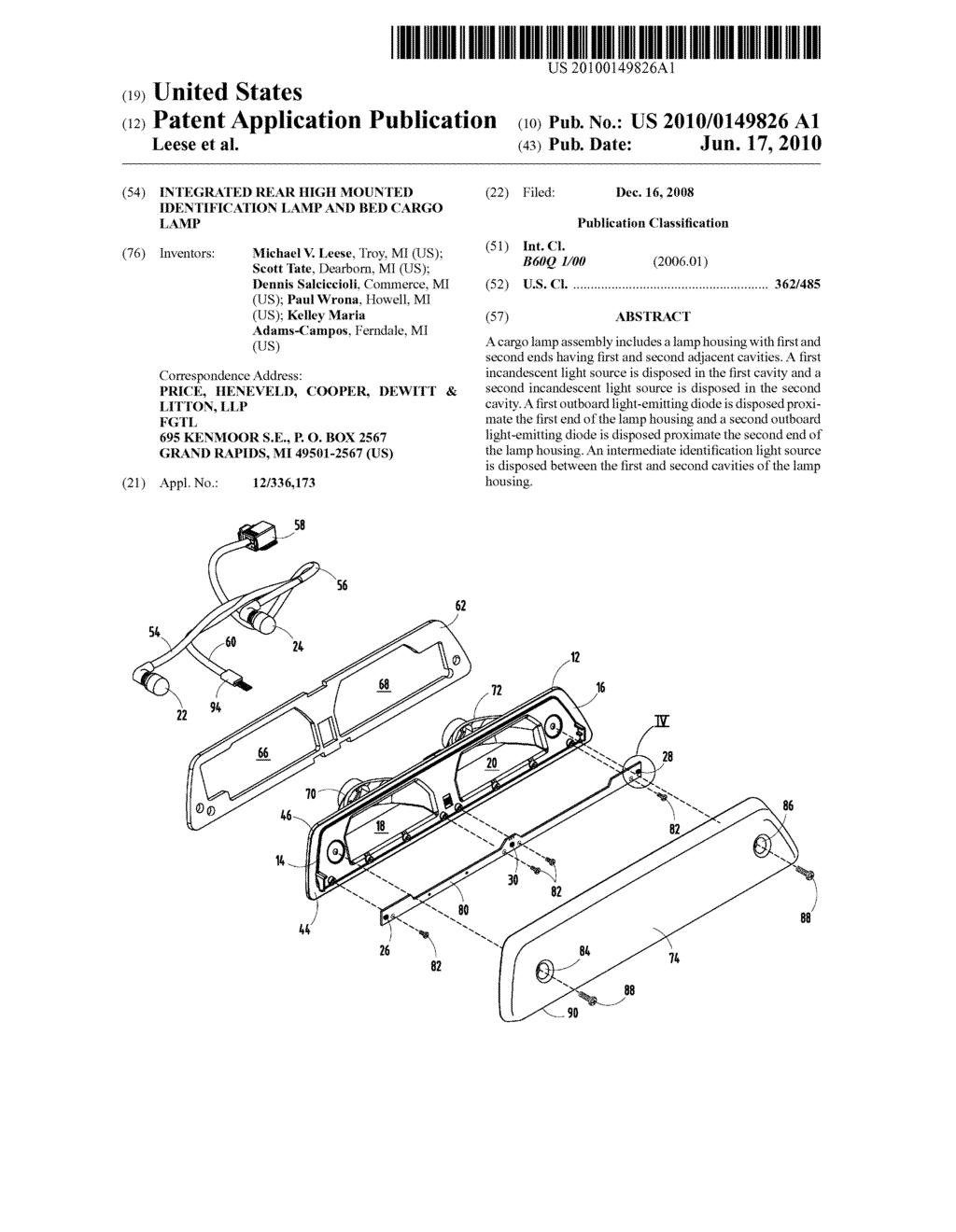 INTEGRATED REAR HIGH MOUNTED IDENTIFICATION LAMP AND BED CARGO LAMP - diagram, schematic, and image 01