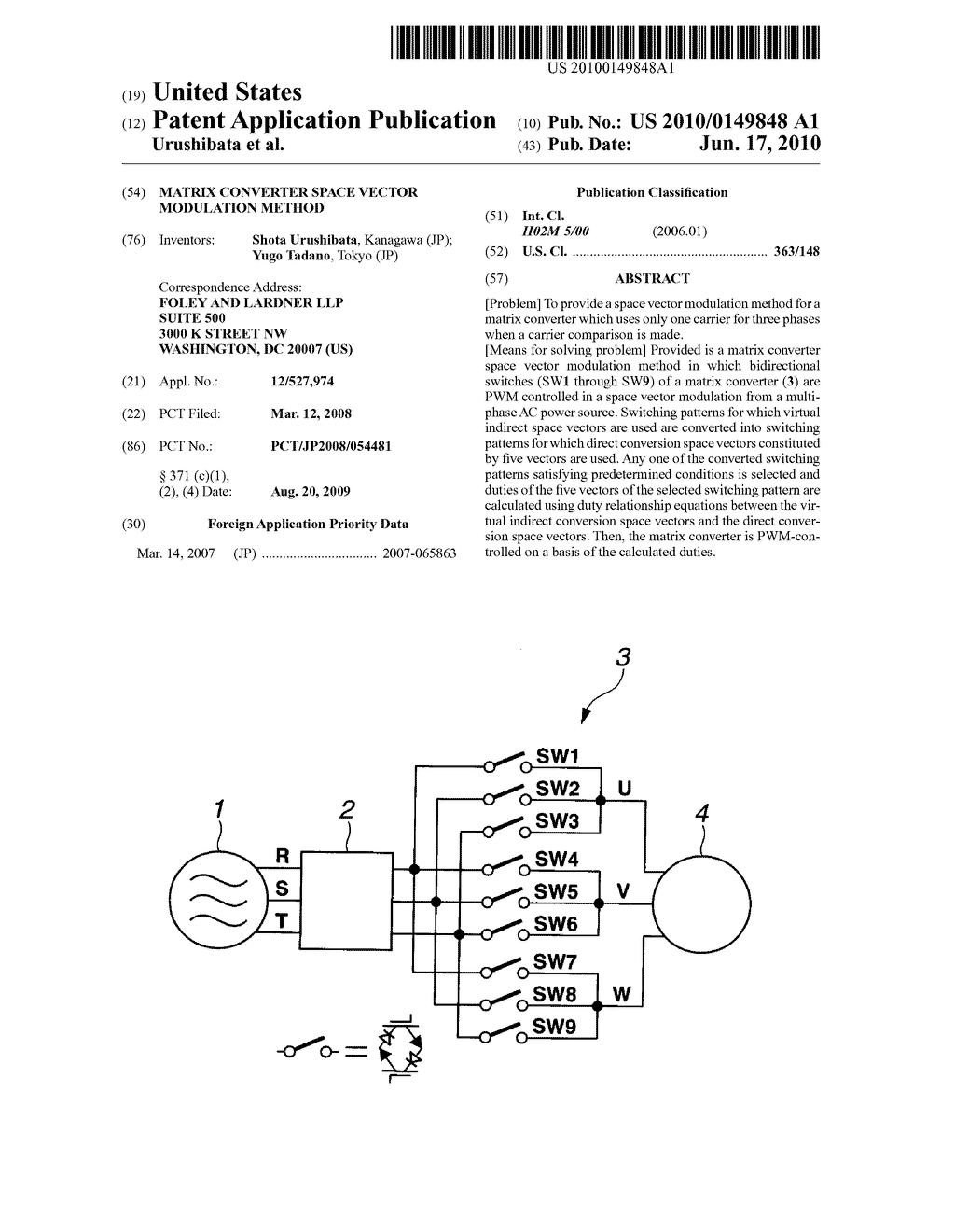 MATRIX CONVERTER SPACE VECTOR MODULATION METHOD - diagram, schematic, and image 01