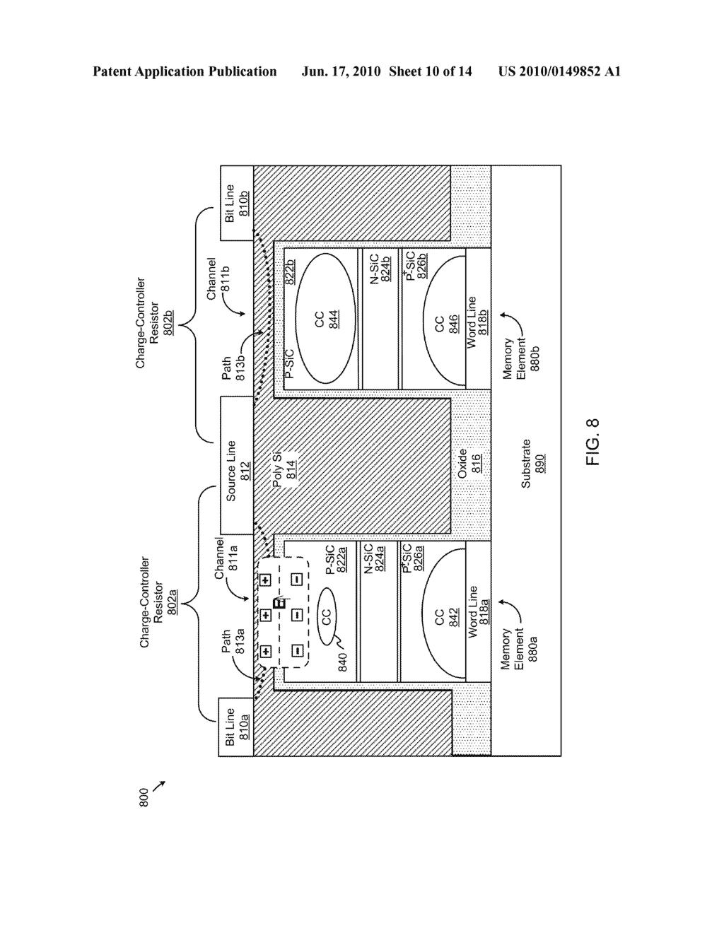 CHARGE RETENTION STRUCTURES AND TECHNIQUES FOR IMPLEMENTING CHARGE CONTROLLED RESISTORS IN MEMORY CELLS AND ARRAYS OF MEMORY - diagram, schematic, and image 11