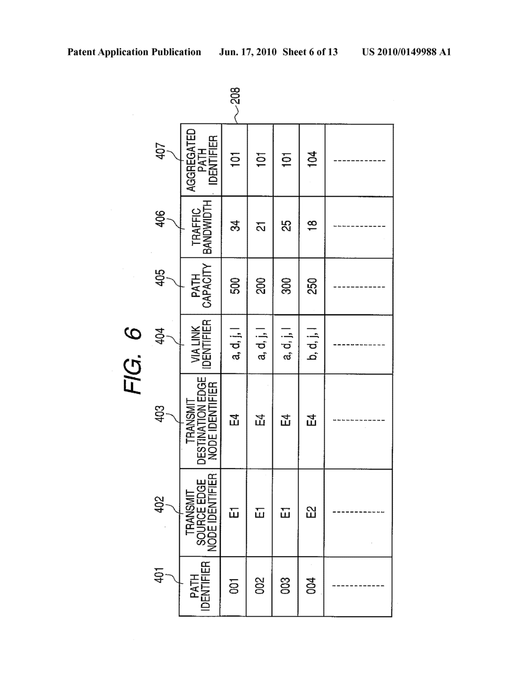 TRANSPORT CONTROL SERVER, NETWORK SYSTEM AND AGGREGATED PATH SETTING METHOD - diagram, schematic, and image 07