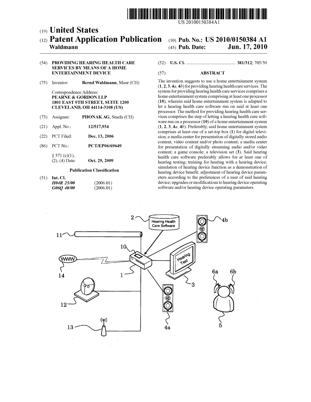 PROVIDING HEARING HEALTH CARE SERVICES BY MEANS OF A HOME ENTERTAINMENT DEVICE - diagram, schematic, and image 01