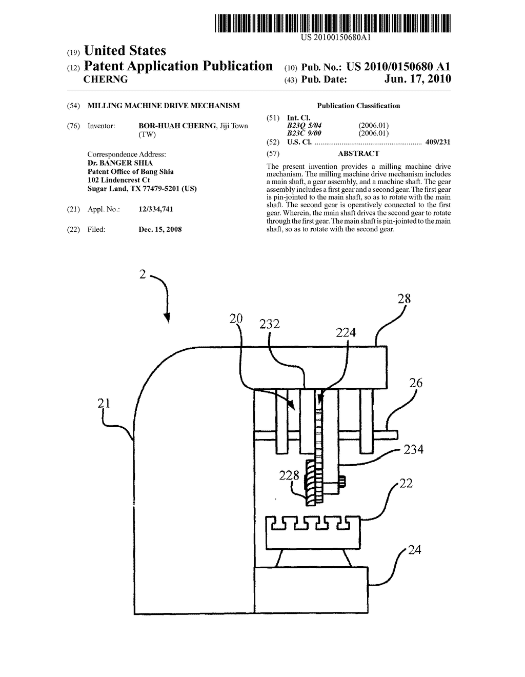 MILLING MACHINE DRIVE MECHANISM - diagram, schematic, and image 01