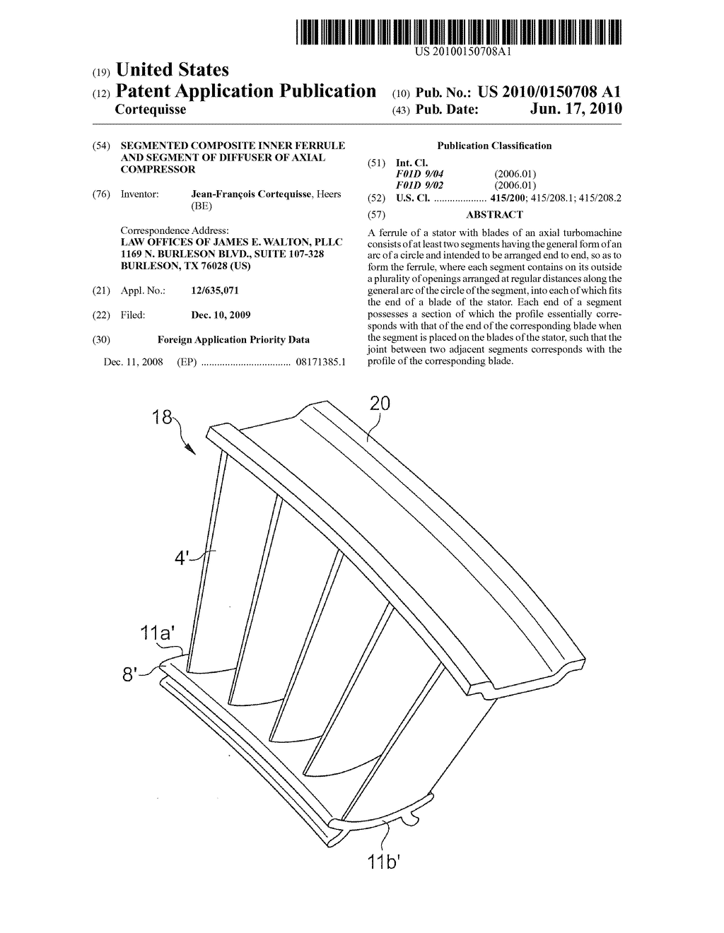 Segmented Composite Inner Ferrule and Segment of Diffuser of Axial Compressor - diagram, schematic, and image 01