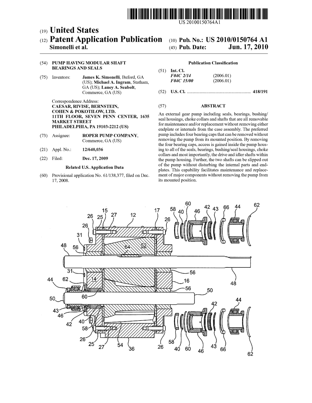 PUMP HAVING MODULAR SHAFT BEARINGS AND SEALS - diagram, schematic, and image 01