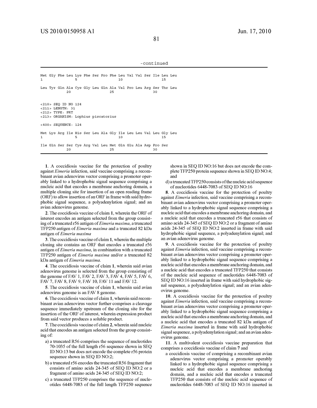 Methods and Compositions for Use of a Coccidiosis Vaccine - diagram, schematic, and image 96