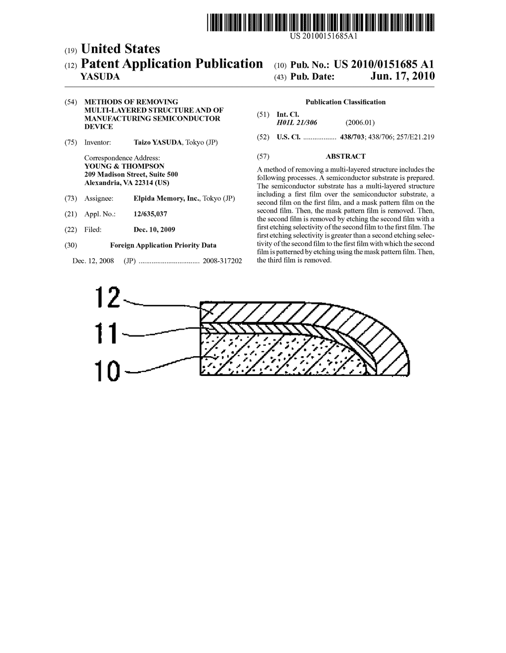 METHODS OF REMOVING MULTI-LAYERED STRUCTURE AND OF MANUFACTURING SEMICONDUCTOR DEVICE - diagram, schematic, and image 01