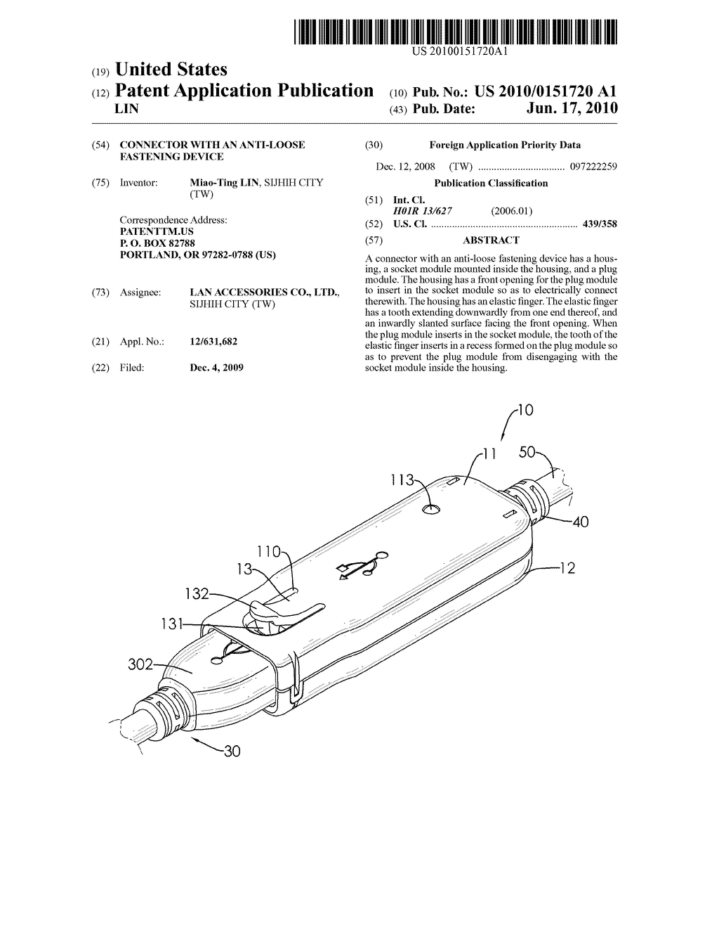 CONNECTOR WITH AN ANTI-LOOSE FASTENING DEVICE - diagram, schematic, and image 01