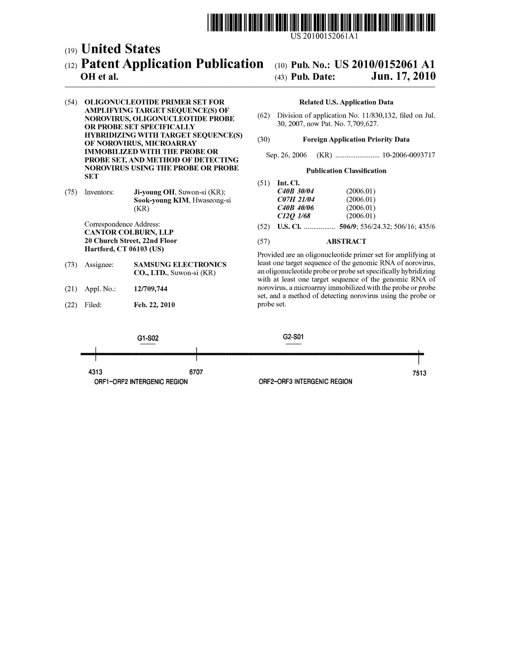 Oligonucleotide Primer Set For Amplifying Target Sequence(S) Of Norovirus, Oligonucleotide Probe Or Probe Set Specifically Hybridizing With Target Sequence(S) Of Norovirus, Microarray Immobilized With The Probe Or Probe Set, And Method Of Detecting Norovirus Using The Probe Or Probe Set - diagram, schematic, and image 01