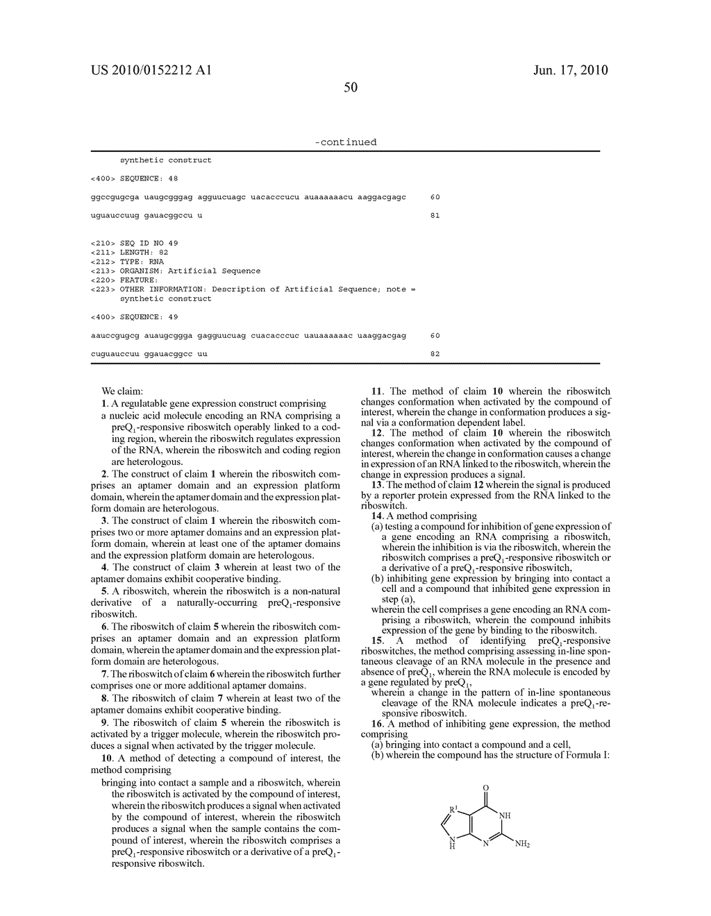 PREQ1 RIBOSWITCHES AND METHODS AND COMPOSITIONS FOR USE OF AND WITH PREQ1 RIBOSWITCHES - diagram, schematic, and image 59