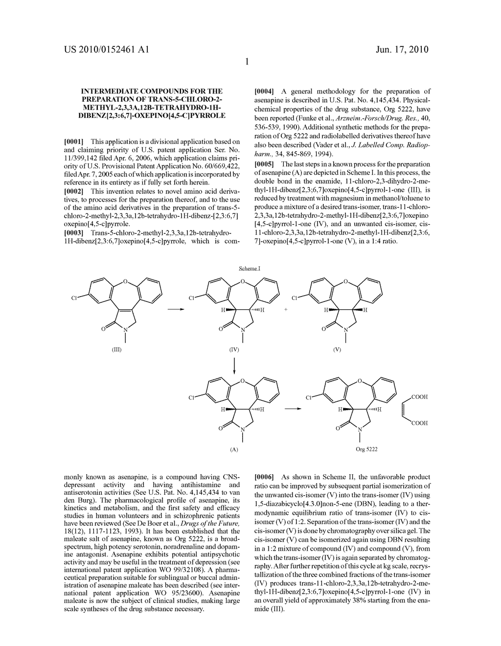 INTERMEDIATE COMPOUNDS FOR THE PREPARATION OF TRANS-5-CHLORO-2-METHYL-2,3,3A,12B-TETRAHYDRO-1H-DIBENZ[2,3:6,7]-OXEPINO[- 4,5-C]PYRROLE - diagram, schematic, and image 02