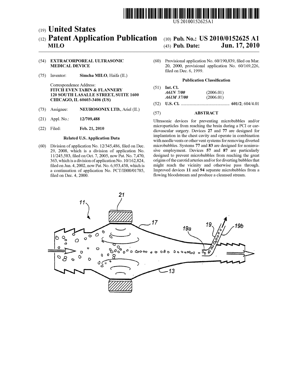 EXTRACORPOREAL ULTRASONIC MEDICAL DEVICE - diagram, schematic, and image 01