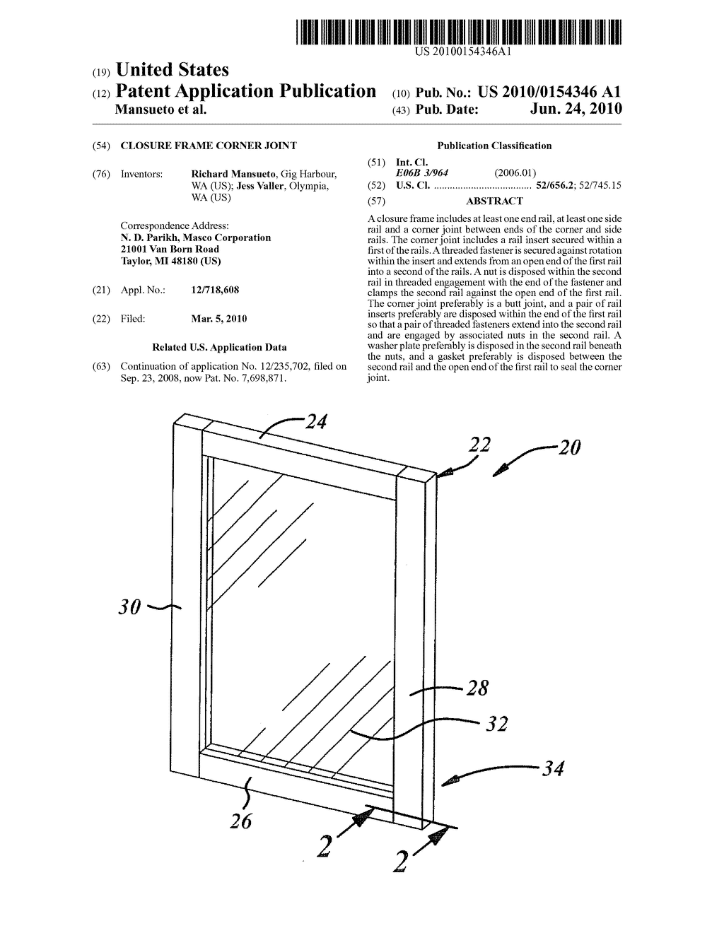 Closure Frame Corner Joint - diagram, schematic, and image 01