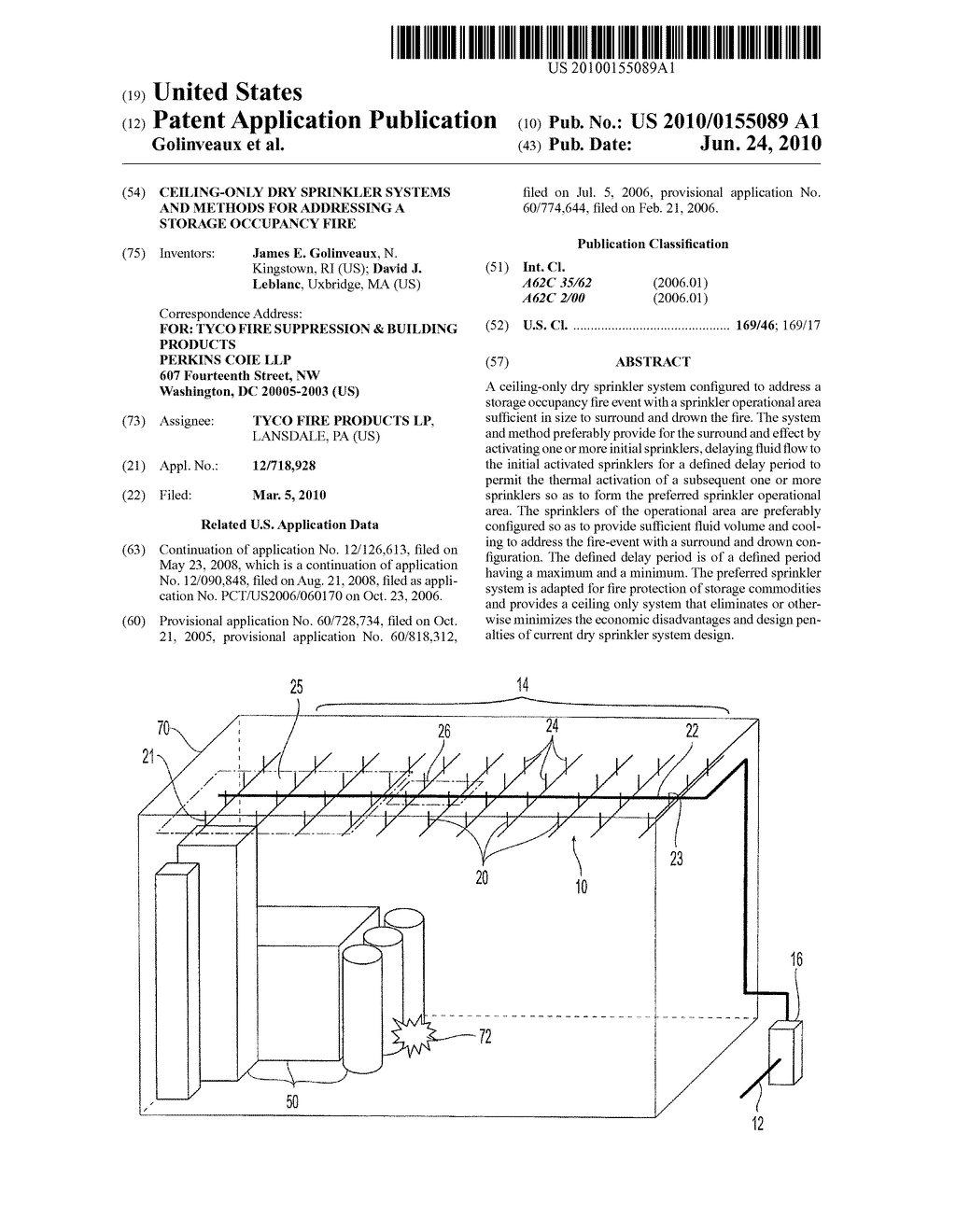 CEILING-ONLY DRY SPRINKLER SYSTEMS AND METHODS FOR ADDRESSING A STORAGE OCCUPANCY FIRE - diagram, schematic, and image 01