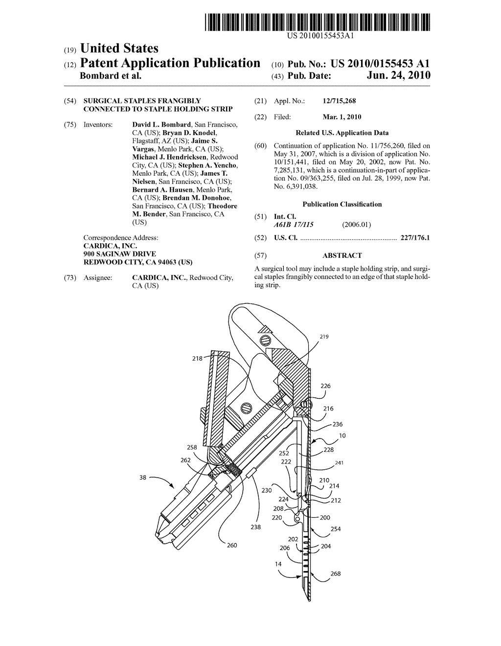 Surgical Staples Frangibly Connected to Staple Holding Strip - diagram, schematic, and image 01