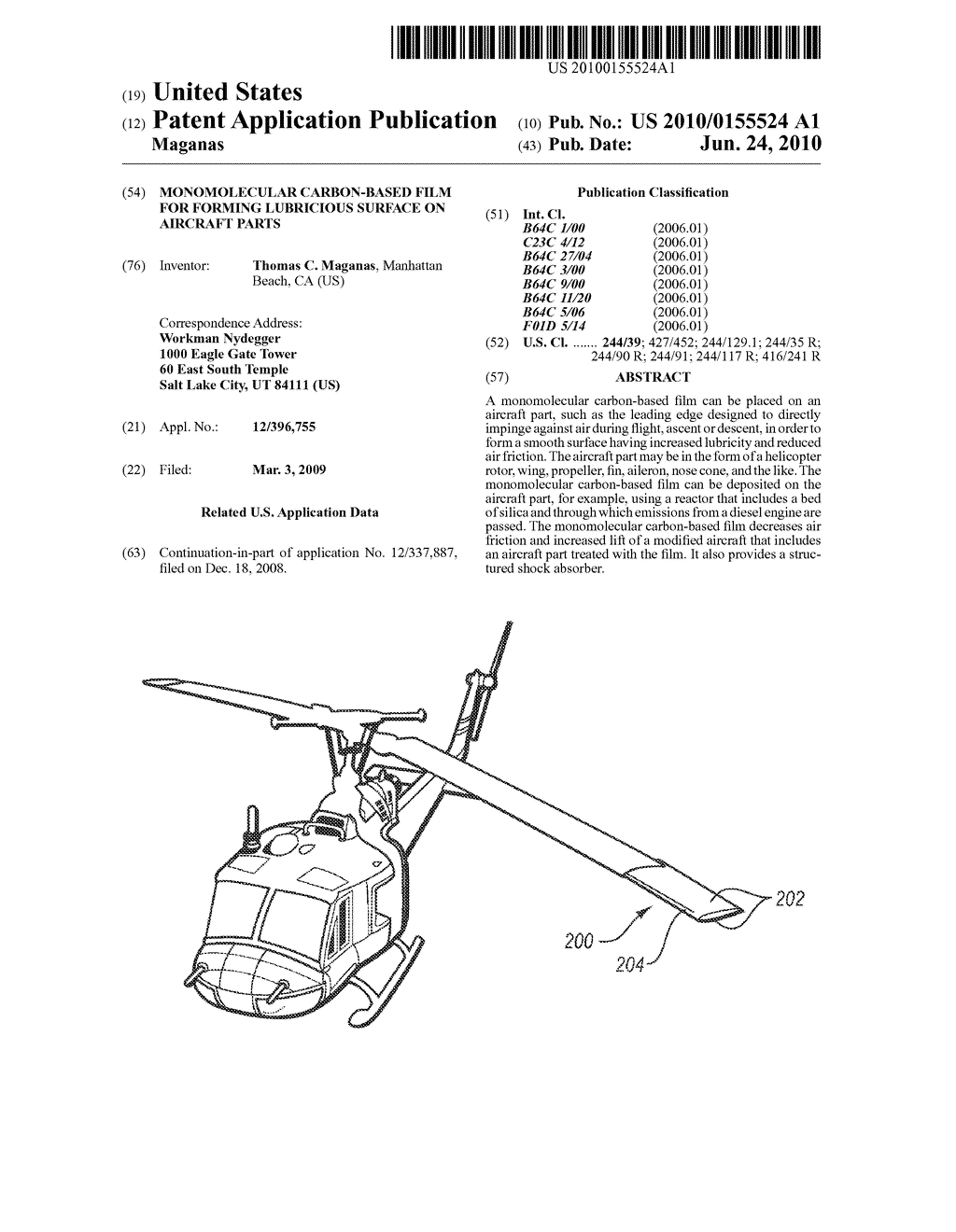 MONOMOLECULAR CARBON-BASED FILM FOR FORMING LUBRICIOUS SURFACE ON AIRCRAFT PARTS - diagram, schematic, and image 01