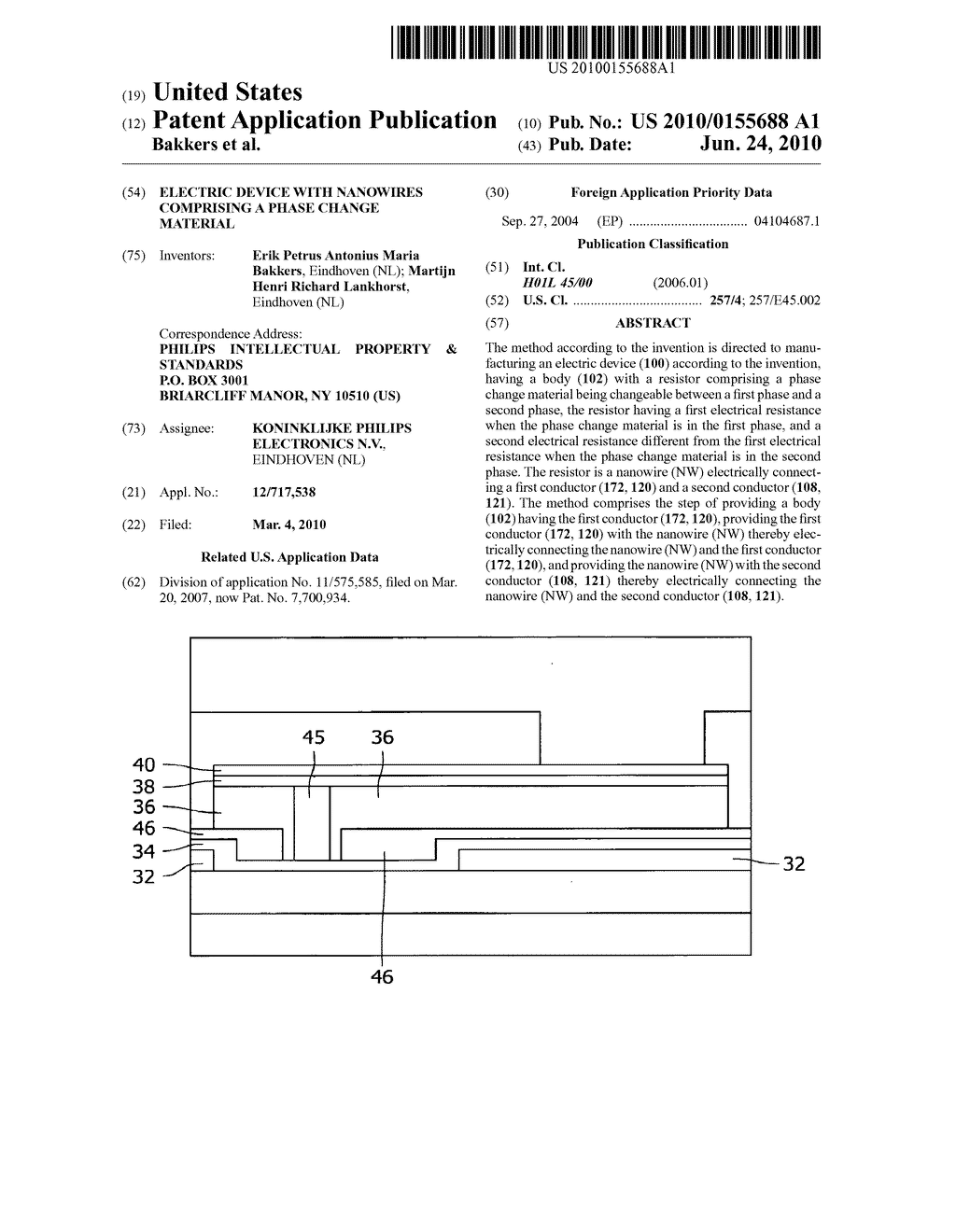 ELECTRIC DEVICE WITH NANOWIRES COMPRISING A PHASE CHANGE MATERIAL - diagram, schematic, and image 01