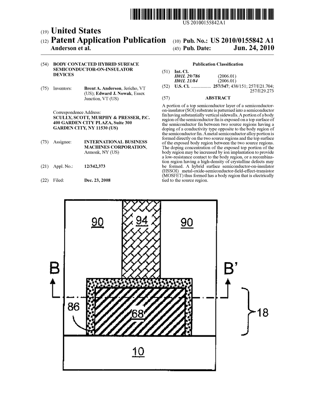 BODY CONTACTED HYBRID SURFACE SEMICONDUCTOR-ON-INSULATOR DEVICES - diagram, schematic, and image 01