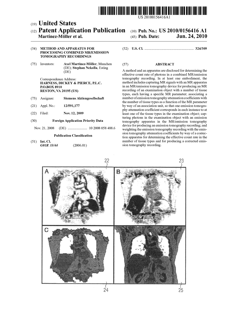 Method and apparatus for processing combined MR/emission tomography recordings - diagram, schematic, and image 01