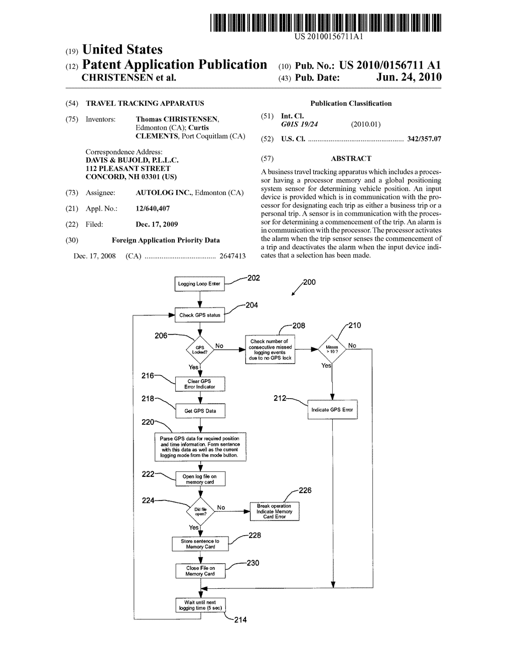 TRAVEL TRACKING APPARATUS - diagram, schematic, and image 01