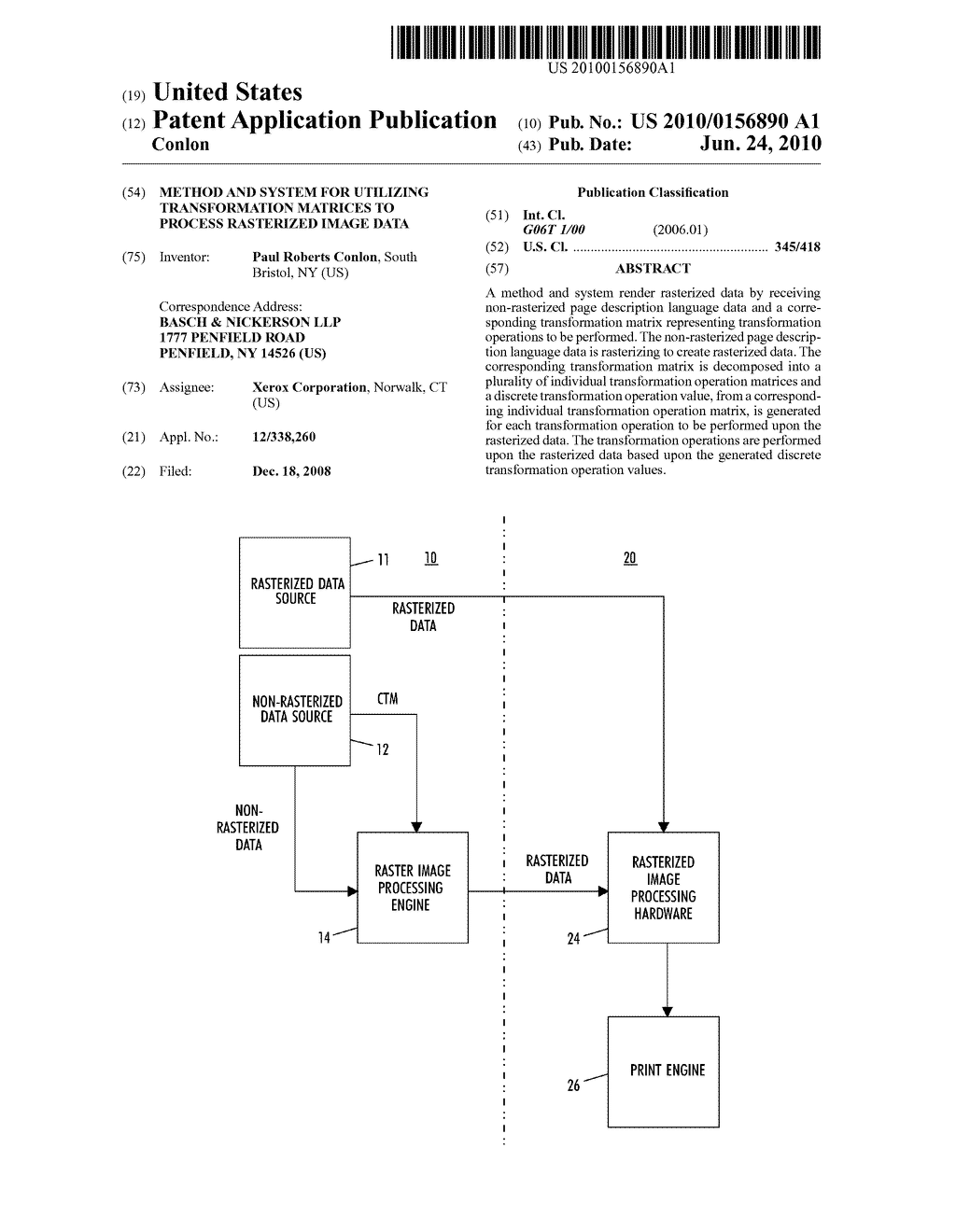 METHOD AND SYSTEM FOR UTILIZING TRANSFORMATION MATRICES TO PROCESS RASTERIZED IMAGE DATA - diagram, schematic, and image 01