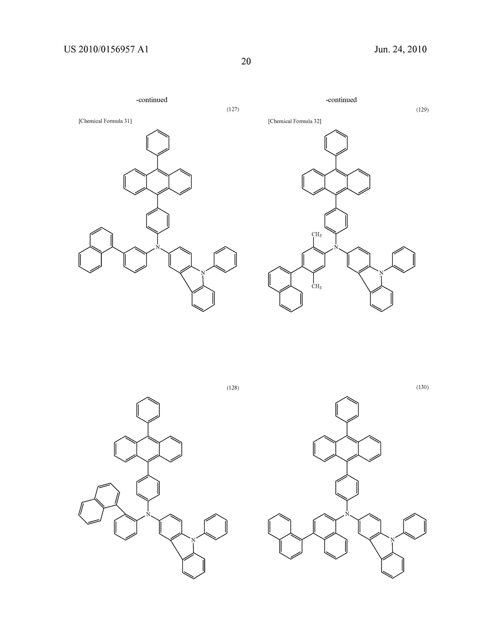 ORGANIC COMPOUND, ANTHRACENE DERIVATIVE, AND LIGHT-EMITTING ELEMENTS, LIGHT-EMITTING DEVICES, ELECTRONIC DEVICES, AND LIGHTING DEVICES USING THE ANTHRACENE DERIVATIVE - diagram, schematic, and image 39