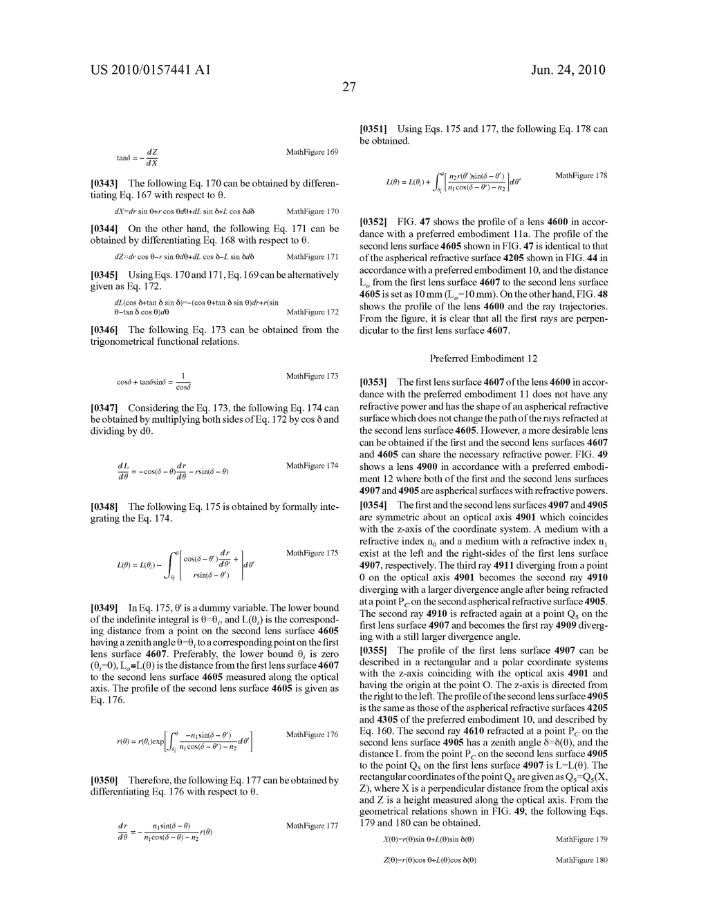 OPTICAL COMPONENTS INCLUDING LENS HAVING AT LEAST ONE ASPHERICAL REFRACTIVE SURFACE - diagram, schematic, and image 57