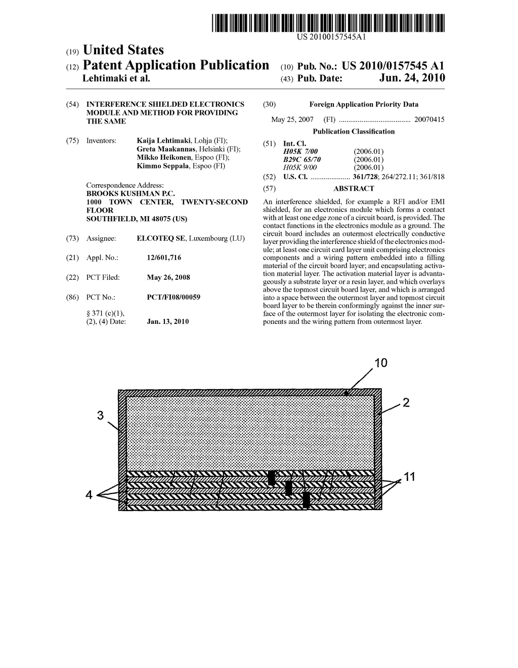 INTERFERENCE SHIELDED ELECTRONICS MODULE AND METHOD FOR PROVIDING THE SAME - diagram, schematic, and image 01