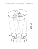 Illuminative module for emitting white light via mixing the primary colors with fourth color diagram and image