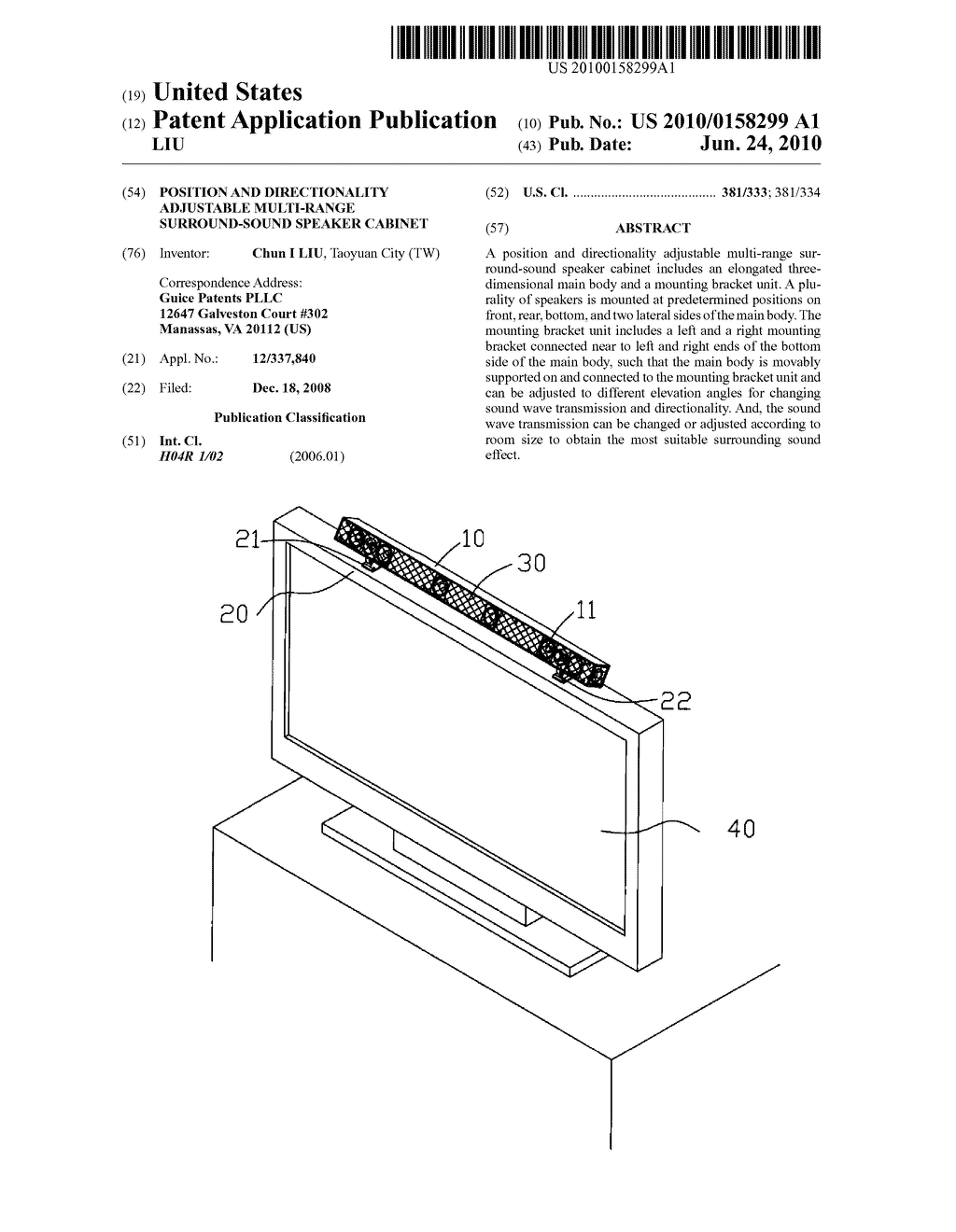 POSITION AND DIRECTIONALITY ADJUSTABLE MULTI-RANGE SURROUND-SOUND SPEAKER CABINET - diagram, schematic, and image 01