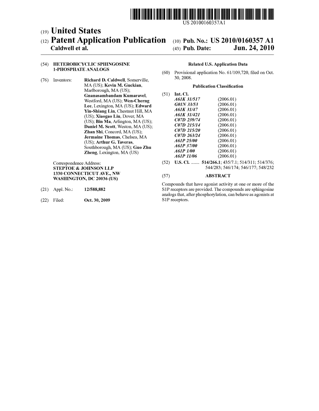 Heterobicyclic sphingosine 1-phosphate analogs - diagram, schematic, and image 01