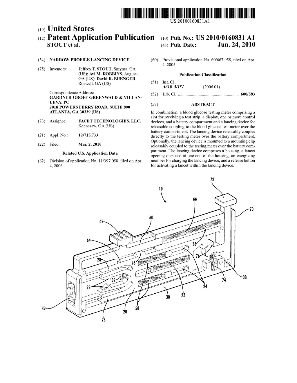 NARROW-PROFILE LANCING DEVICE - diagram, schematic, and image 01