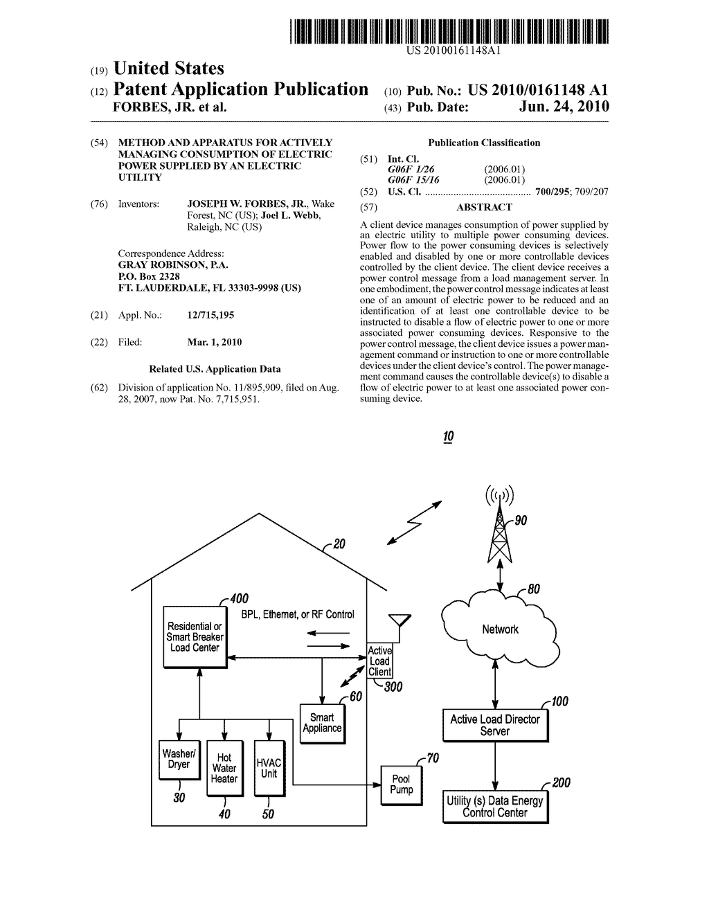 METHOD AND APPARATUS FOR ACTIVELY MANAGING CONSUMPTION OF ELECTRIC POWER SUPPLIED BY AN ELECTRIC UTILITY - diagram, schematic, and image 01