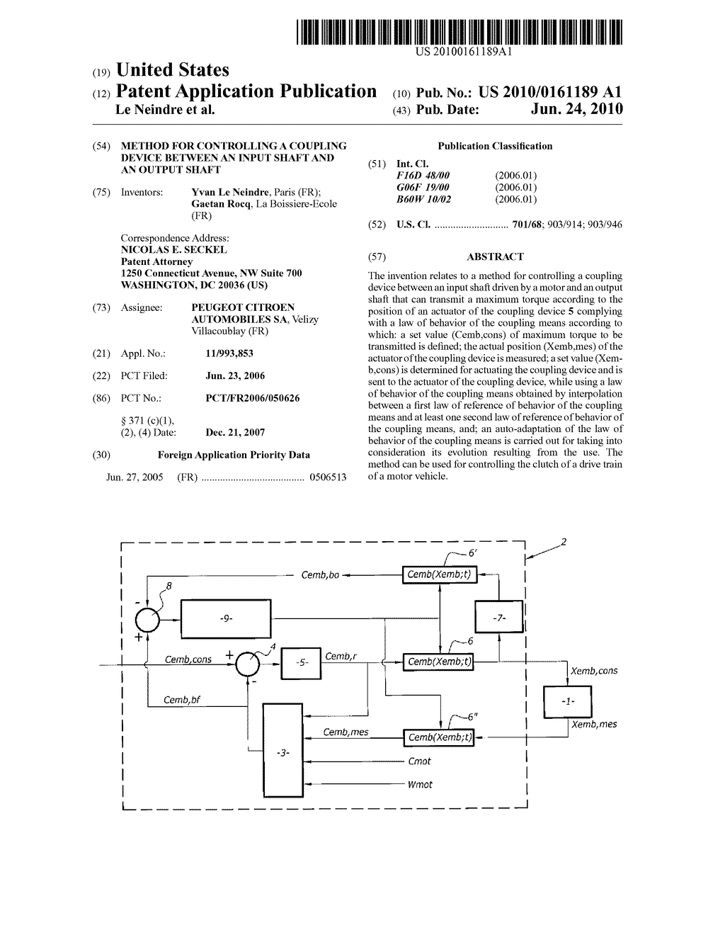 METHOD FOR CONTROLLING A COUPLING DEVICE BETWEEN AN INPUT SHAFT AND AN OUTPUT SHAFT - diagram, schematic, and image 01