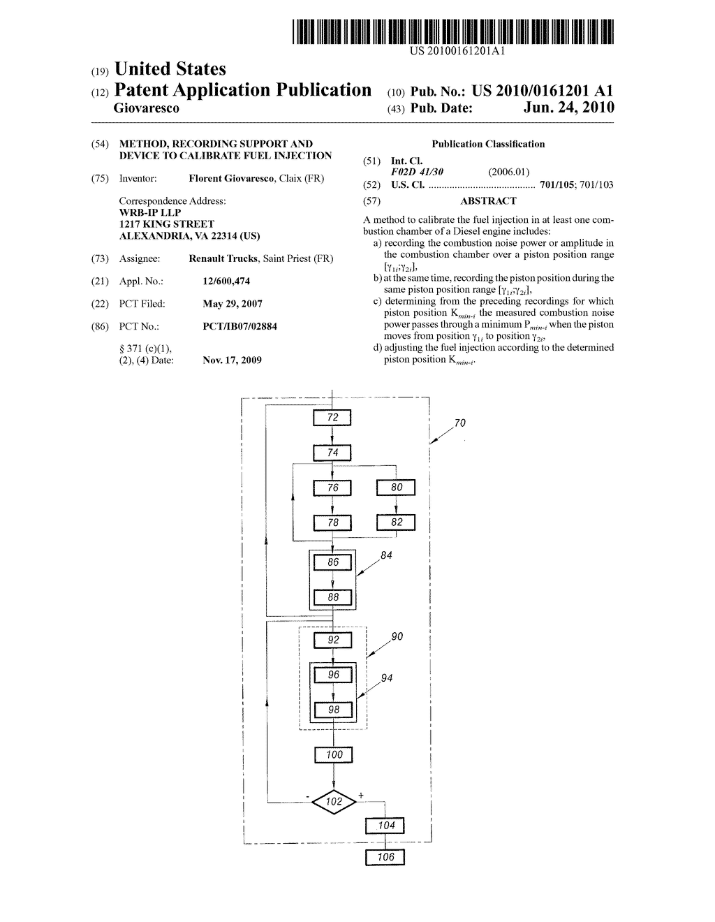 METHOD, RECORDING SUPPORT AND DEVICE TO CALIBRATE FUEL INJECTION - diagram, schematic, and image 01