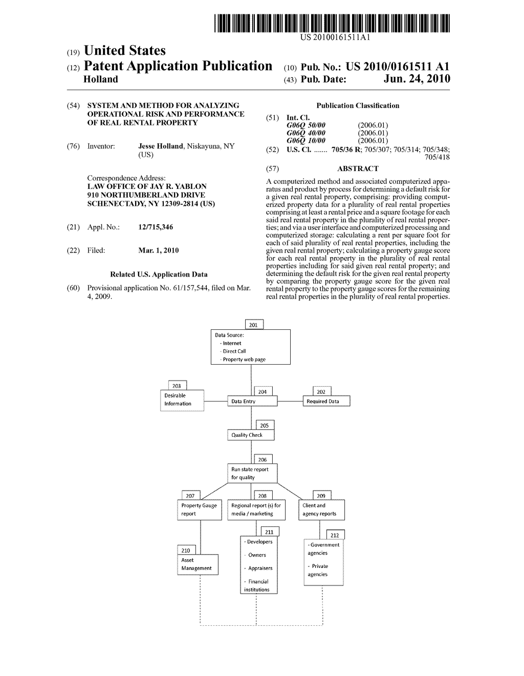 System and Method for Analyzing Operational Risk and Performance of Real Rental Property - diagram, schematic, and image 01