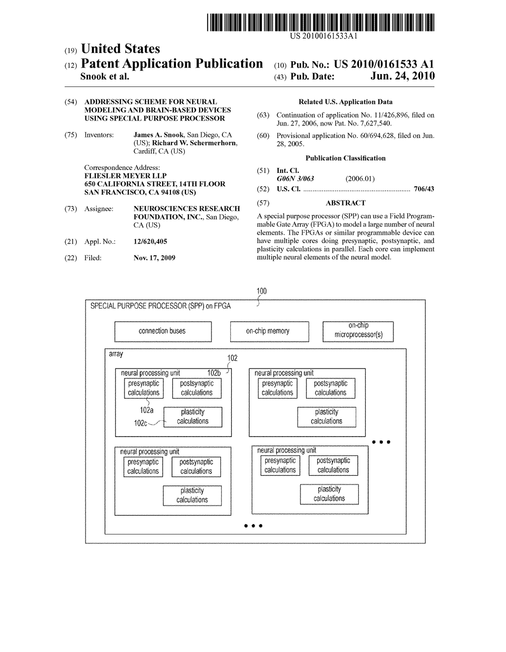 ADDRESSING SCHEME FOR NEURAL MODELING AND BRAIN-BASED DEVICES USING SPECIAL PURPOSE PROCESSOR - diagram, schematic, and image 01