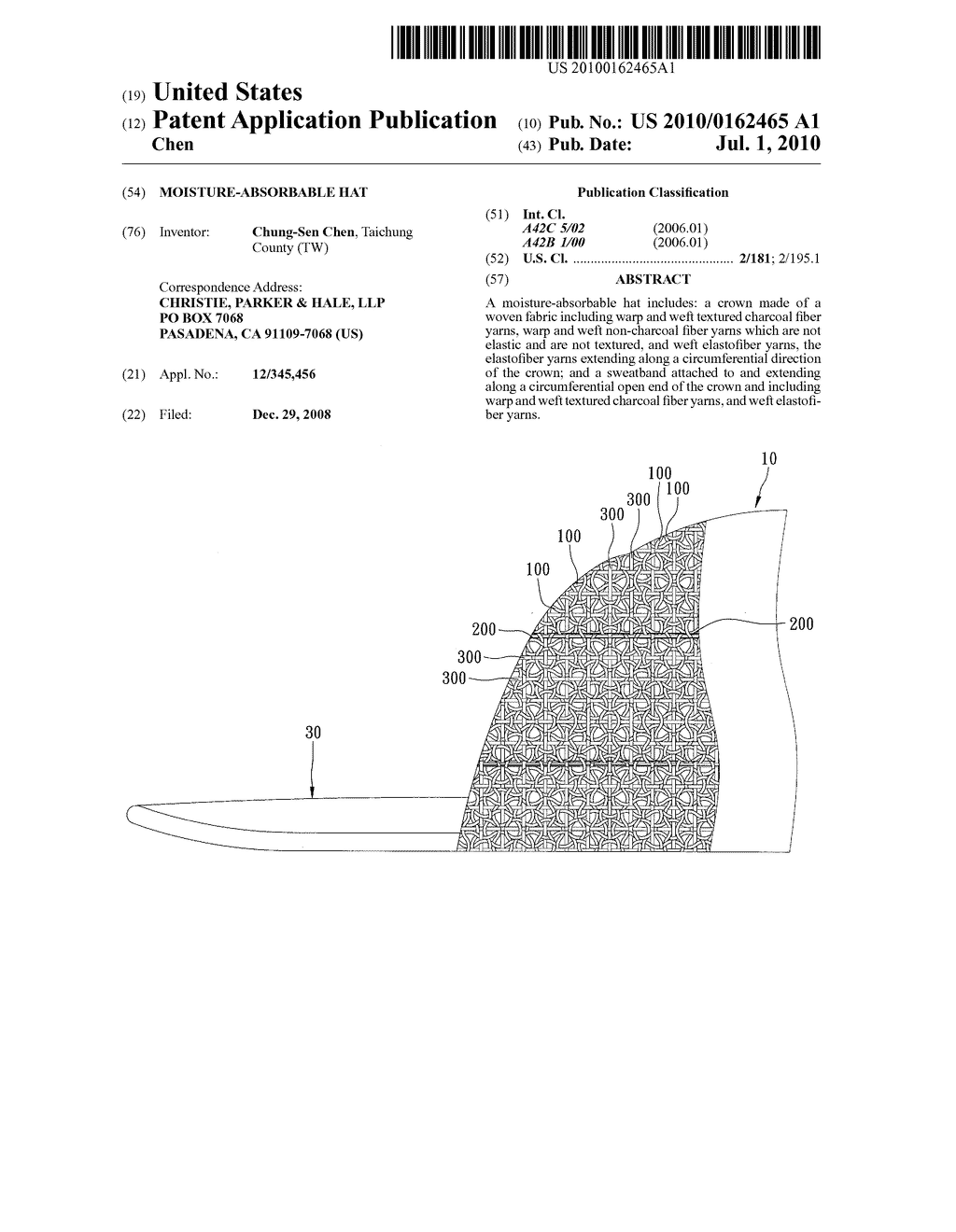 MOISTURE-ABSORBABLE HAT - diagram, schematic, and image 01