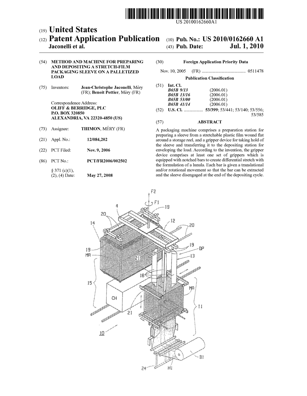 Method and Machine for Preparing and Depositing a Stretch-Film Packaging Sleeve on a Palletized Load - diagram, schematic, and image 01