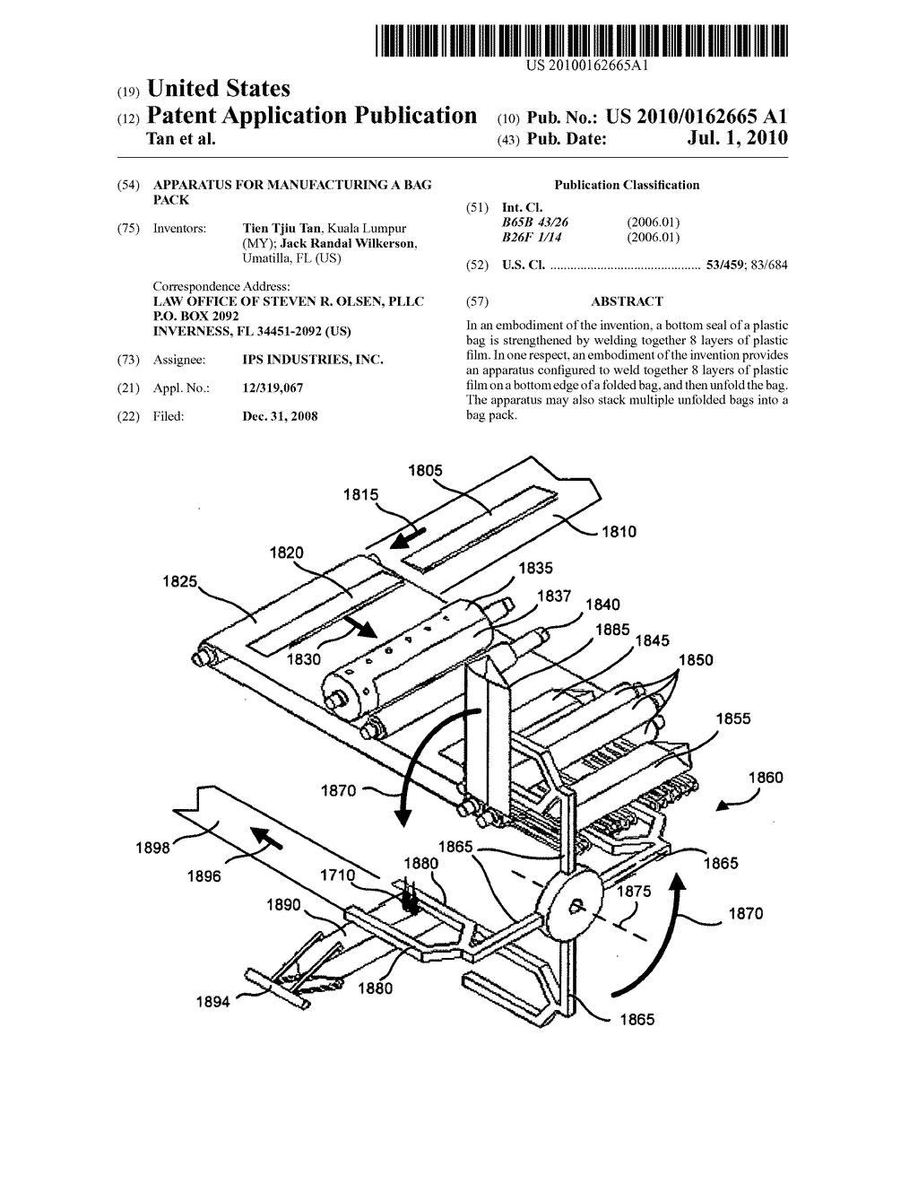 Apparatus for manufacturing a bag pack - diagram, schematic, and image 01