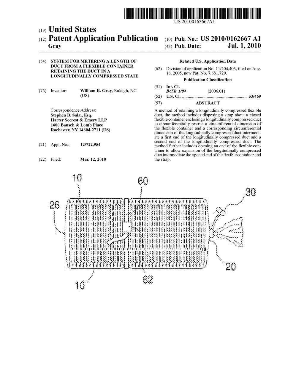 System for Metering a Length of Duct from a Flexible Container Retaining the Duct in a longitudinally Compressed State - diagram, schematic, and image 01