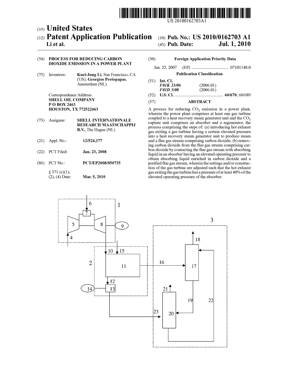 PROCESS FOR REDUCING CARBON DIOXIDE EMISSION IN A POWER PLANT - diagram, schematic, and image 01