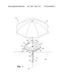 Portable table and umbrella shade assembly diagram and image