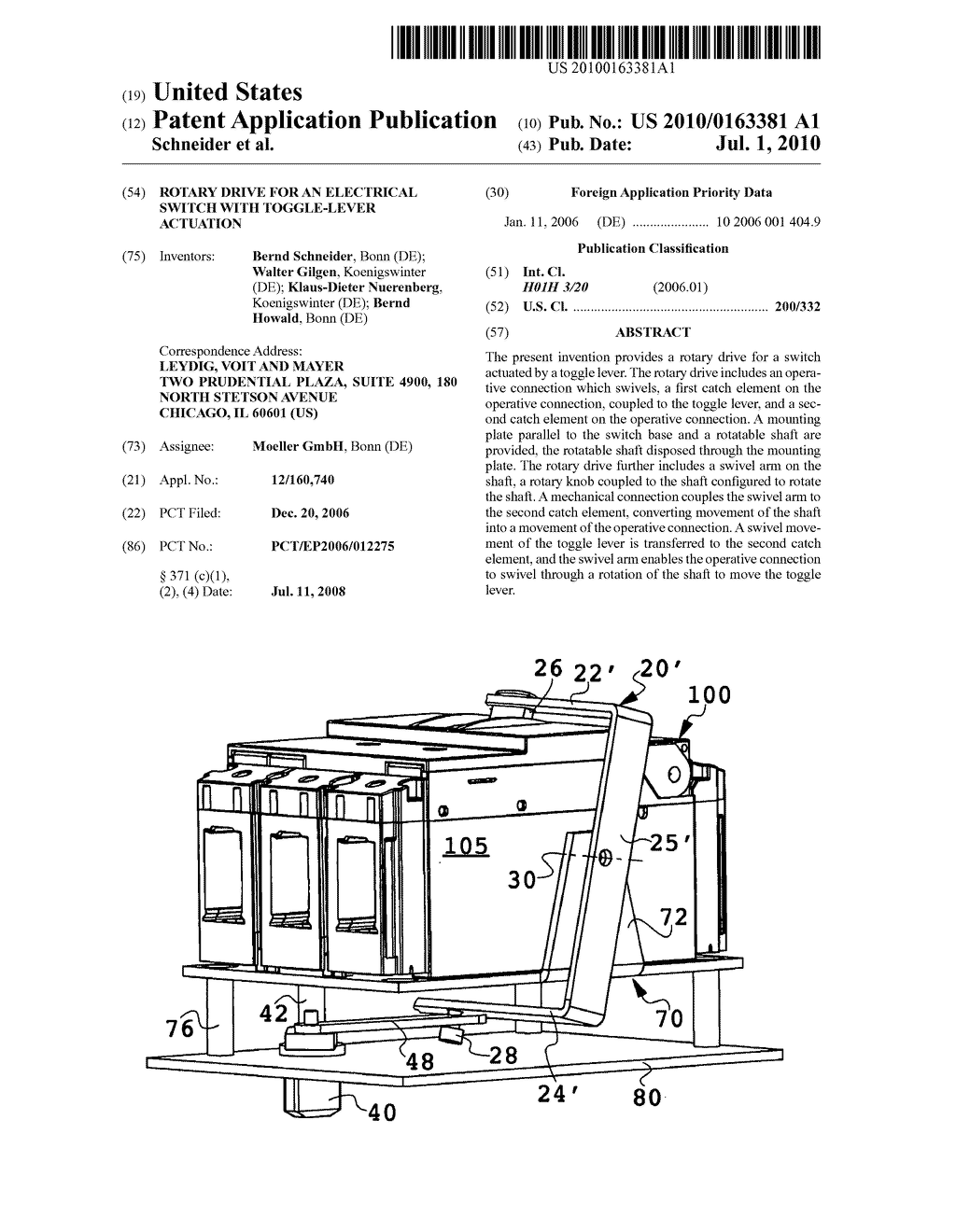 ROTARY DRIVE FOR AN ELECTRICAL SWITCH WITH TOGGLE-LEVER ACTUATION - diagram, schematic, and image 01