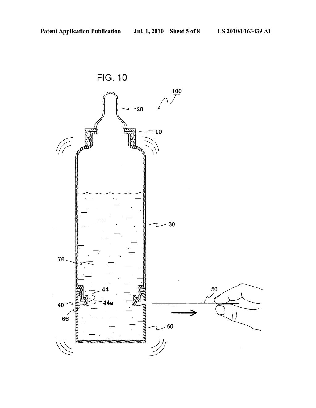 MULTI-CHAMBERED CONTAINER FOR STORING AND MIXING A FIRST AND SECOND SUBSTANCE INTO A COMPOSITION - diagram, schematic, and image 06