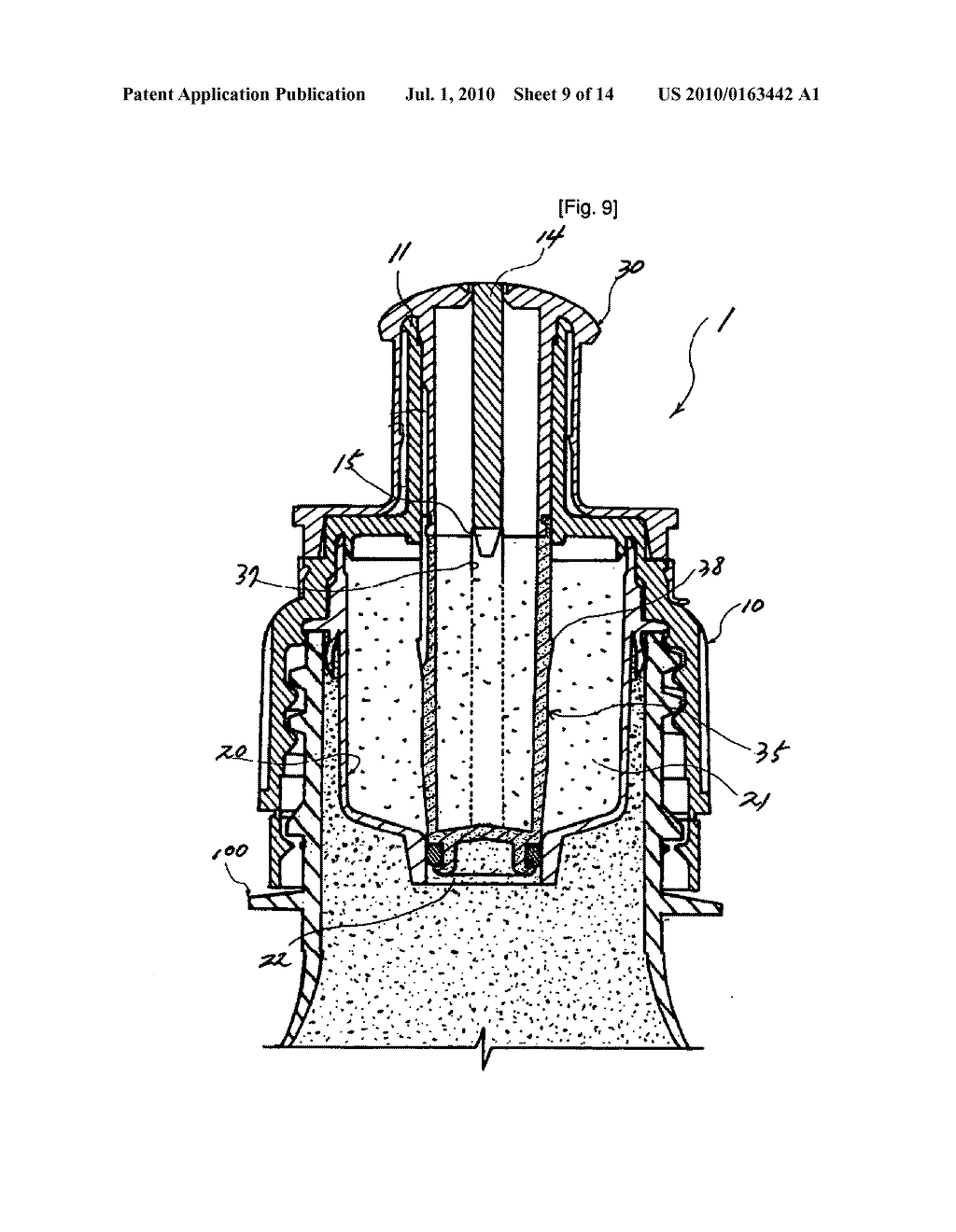 Cap assembly having storage chamber for secondary material with inseparable working member - diagram, schematic, and image 10