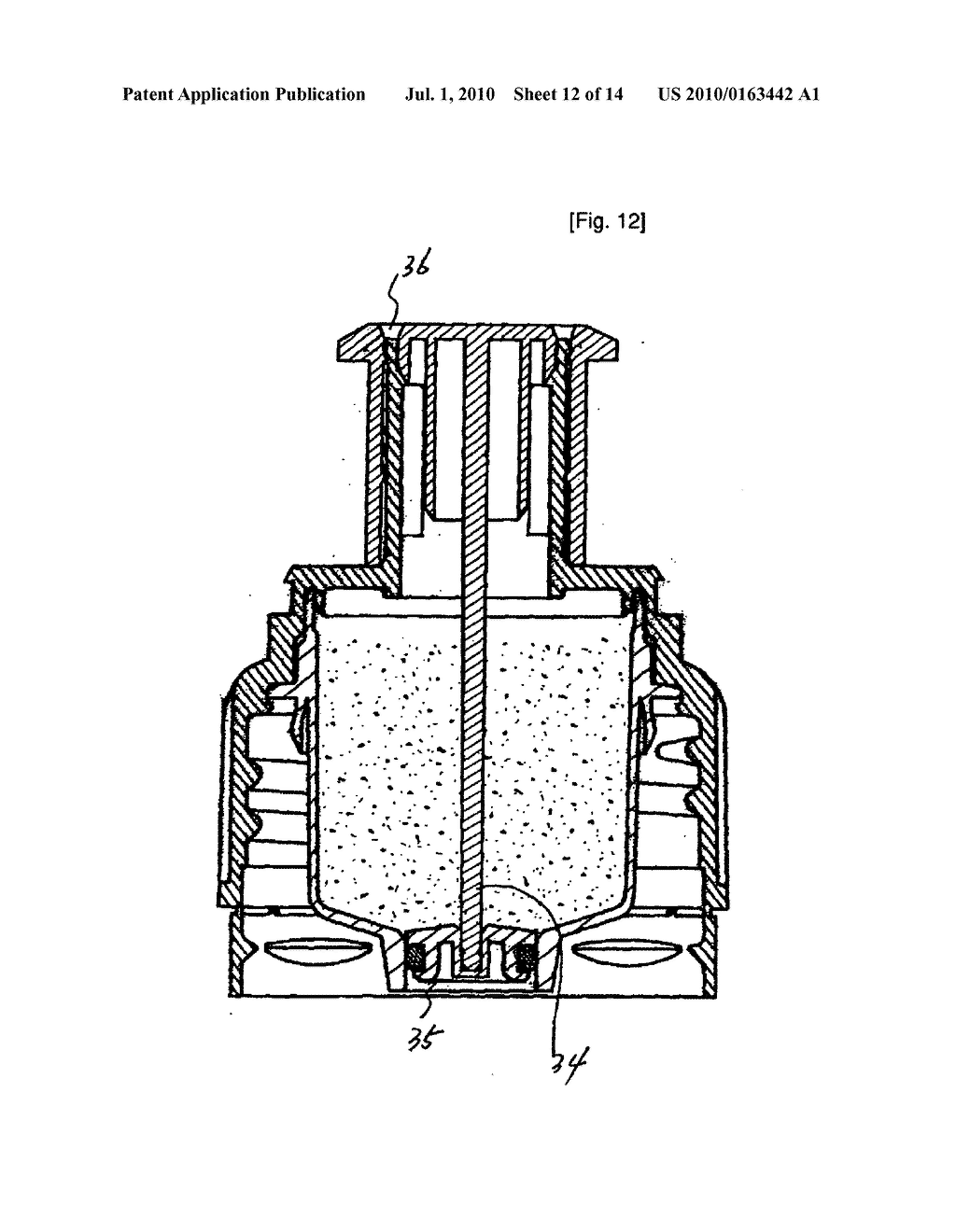 Cap assembly having storage chamber for secondary material with inseparable working member - diagram, schematic, and image 13